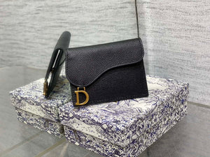 Dior S5611 Saddle Flap Card Holder Black Grained Calfskin - Default Title - View 1