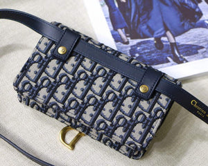 Dior Saddle Belt Bag S5619 Blue Dior Oblique Jacquard - Default Title - View 3