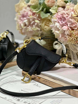 Dior S5685 Micro Saddle Bag With Strap Scarlet Black Goatskin - Default Title - View 1