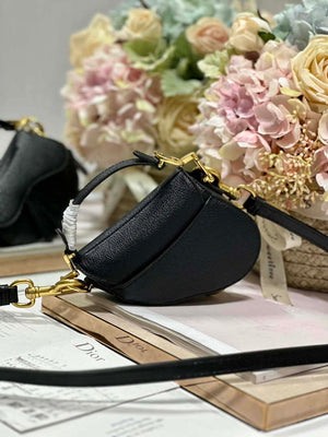 Dior S5685 Micro Saddle Bag With Strap Scarlet Black Goatskin - Default Title - View 3