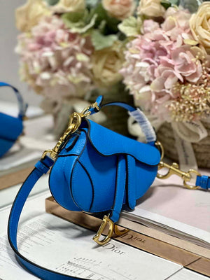 Dior S5685 Micro Saddle Bag With Strap Scarlet Blue Goatskin - Default Title - View 2