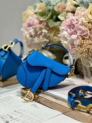 Dior S5685 Micro Saddle Bag With Strap Scarlet Blue Goatskin - Default Title - View 5