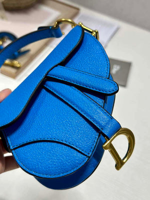 Dior S5685 Micro Saddle Bag With Strap Scarlet Blue Goatskin - Default Title - View 6