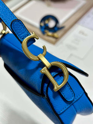 Dior S5685 Micro Saddle Bag With Strap Scarlet Blue Goatskin - Default Title - View 7