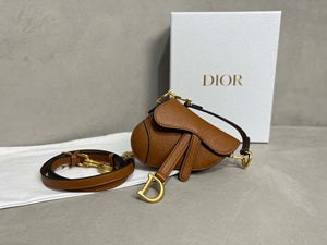 Dior S5685 Micro Saddle Bag With Strap Scarlet Brown Goatskin - Default Title - View 1