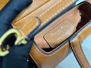 Dior S5685 Micro Saddle Bag With Strap Scarlet Brown Goatskin - Default Title - View 7