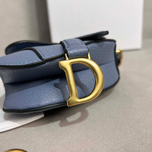 Dior S5685 Micro Saddle Bag With Strap Scarlet Light Blue Goatskin - Default Title - View 6