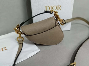 Dior S5685 Micro Saddle Bag With Strap Scarlet Light Gray Goatskin - Default Title - View 4