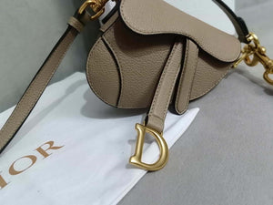 Dior S5685 Micro Saddle Bag With Strap Scarlet Light Gray Goatskin - Default Title - View 6