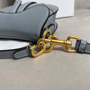 Dior S5685 Micro Saddle Bag With Strap Scarlet Gray Goatskin - Default Title - View 7