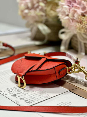 Dior S5685 Micro Saddle Bag With Strap Scarlet Orange Goatskin - Default Title - View 5