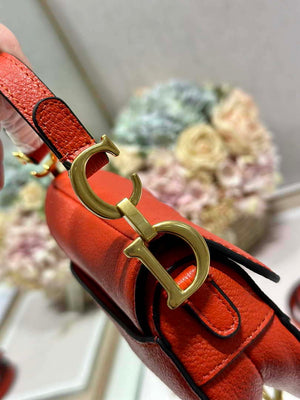 Dior S5685 Micro Saddle Bag With Strap Scarlet Orange Goatskin - Default Title - View 8