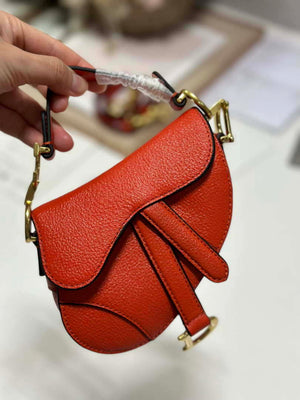 Dior S5685 Micro Saddle Bag With Strap Scarlet Orange Goatskin - Default Title - View 10