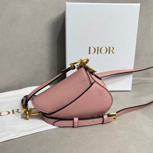 Dior S5685 Micro Saddle Bag With Strap Scarlet Pink Goatskin - Default Title - View 2