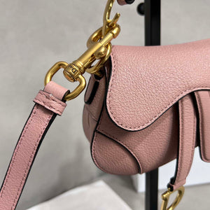 Dior S5685 Micro Saddle Bag With Strap Scarlet Pink Goatskin - Default Title - View 3