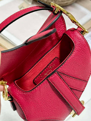 Dior S5685 Micro Saddle Bag With Strap Scarlet Red Goatskin - Default Title - View 8