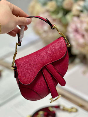 Dior S5685 Micro Saddle Bag With Strap Scarlet Red Goatskin - Default Title - View 9