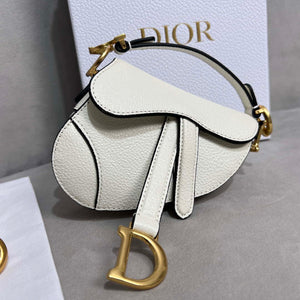 Dior S5685 Micro Saddle Bag With Strap Scarlet White Goatskin - Default Title - View 5