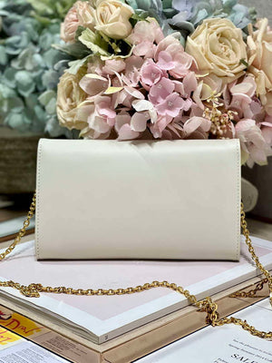 Dior S5703 Bobby EAST-WEST Pouch With Chain White Smooth Calfskin - Default Title - View 4