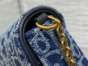 Dior S5907 Saddle Pouch with Chain Blue Denim Dior Oblique Jacquard M2026 - Default Title - View 6