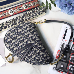 Dior Saddle Bag M0446 Blue Dior Oblique Jacquard - Default Title - View 1