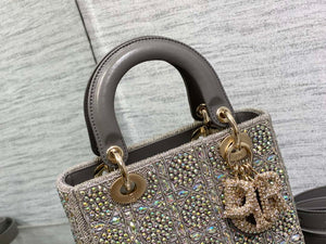 Dior Small Lady Bag Lambskin M0538 Limited Edition Heavy Industry Beads Gray - Default Title - View 3