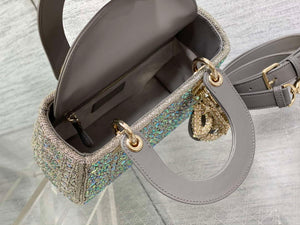 Dior Small Lady Bag Lambskin M0538 Limited Edition Heavy Industry Beads Gray - Default Title - View 8