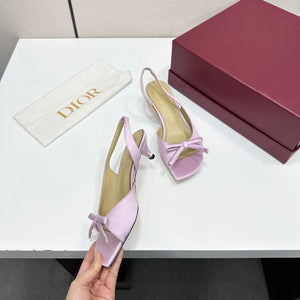 Dior Women Bow Heeled Slingback Sandal KCO576LAB_S23T Lambskin D10031 - US 4=Euro 35 - View 8