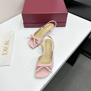 Dior Women Bow Heeled Slingback Sandal KCO576LAB_S23T Lambskin D10033 - US 4=Euro 35 - View 1