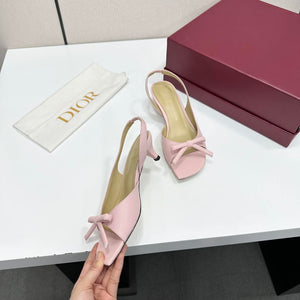 Dior Women Bow Heeled Slingback Sandal KCO576LAB_S23T Lambskin D10033 - US 4=Euro 35 - View 7
