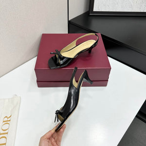 Dior Women Bow Heeled Slingback Sandal KCO576LAB_S23T Lambskin D10036 - US 4=Euro 35 - View 4
