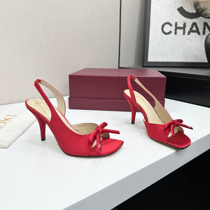 Dior Women Bow Heeled Slingback Sandal KCO579SAT_S10W Satin D10040 - US 4=Euro 35 - View 6