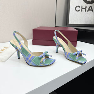 Dior Women Bow Heeled Slingback Sandal KCO579SAT_S10W Satin D10043 - US 4=Euro 35 - View 7
