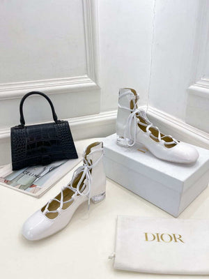 Dior Women¡®s KDI760VNI ARTY lace-up ankle boots in white patent and calfskin - 35 - View 4