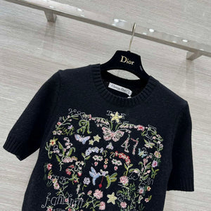 Dior Women's Floral embroidered short sleeves Sweater D38006 - S - View 2