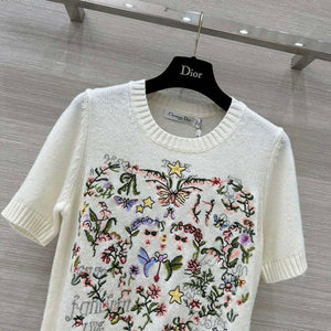 Dior Women's Floral embroidered short sleeves Sweater D38007 - S - View 2