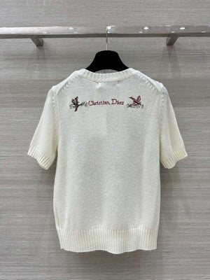 Dior Women's Floral embroidered short sleeves Sweater D38007 - S - View 8