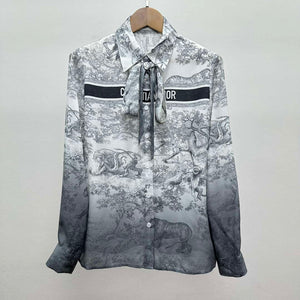 Dior Women's ink painting printed silk shirt D60990 - S - View 1