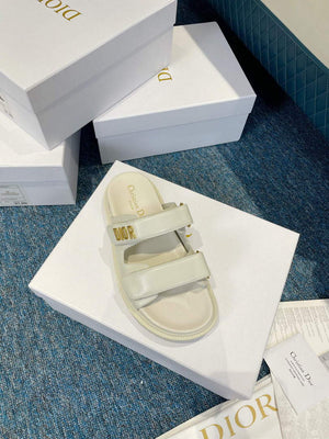 Dior Women's Shoes Dioract Slide White Lambskin KCQ718LAB - 35 - View 5