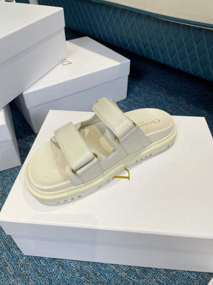 Dior Women's Shoes Dioract Slide White Lambskin KCQ718LAB - 35 - View 6
