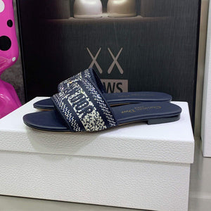 Dior Women's Shoes Dway Slide Diamond Embroidered KCQ166ERC Navy blue - 35 - View 5