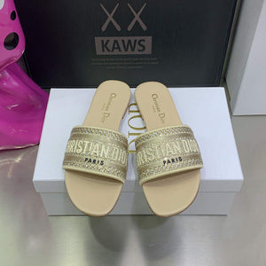 Dior Women's Shoes Dway Slide Diamond Embroidered KCQ166ERC Yellow - 35 - View 1