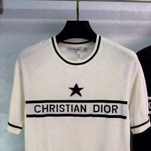 Dior Women's T-shirt Fashion Clothing D82703 Five-star embroidered short sleeves - Black / S - View 3