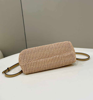 Fendi 8BP129 Fendi First Small Beige raffia macrame bag Apricot - Default Title - View 9