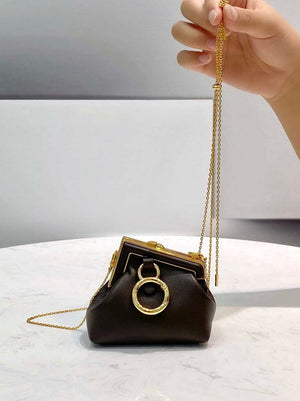 Fendi 7AS051 Nano Fendi First Charm Charm in Coffee nappa leather - Default Title - View 3