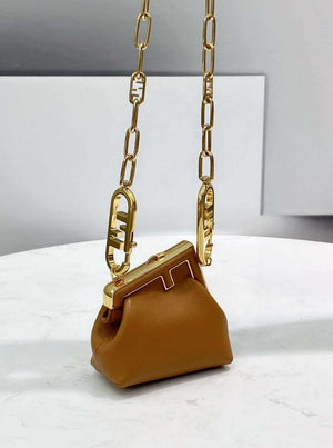 Fendi 7AS051 Nano Fendi First Charm Charm in Brown nappa leather - Default Title - View 1