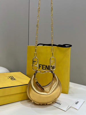 Fendi 7AS089 Nano Fendigraphy Gold leather Charm 80056S - Default Title - View 1