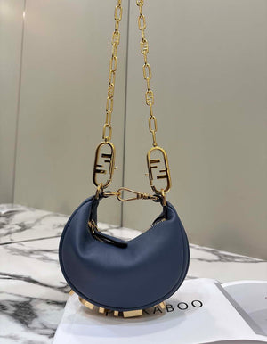 Fendi 7AS089 Nano Fendigraphy Gray Blue Leather Charm 80056S - Default Title - View 5