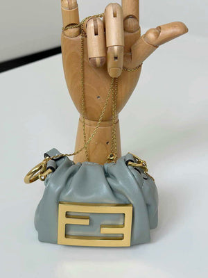 Fendi 7AS368ABVEF0K7E Mamma Baguette Nano Blue leather miniature - Default Title - View 2