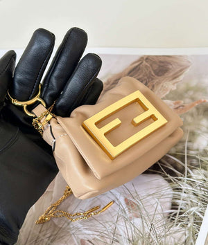 Fendi 7AS368ABVEF0K7E Mamma Baguette Nano Pale Pink leather miniature 8677mini - Default Title - View 4